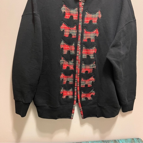 Vintage Scottish Terrier Open Front Cardigan Fleece Sweater - Picture 4 of 13
